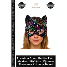 Floranova Premium Siyah Kadife Parti Maskesi 16X14 cm Eğlence Aksesuarı Kutlama Davet