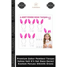 Floranova Premium Şeker Pembesi Tavşan Sahne Seti 6'lı Set Dans Gereci Kostüm Parçası Etkinlik Ürünü