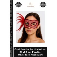 Floranova Özel Üretim Parti Maskesi 23X12 cm Parıltılı Obje Balo Aksesuarı