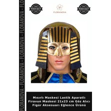 Floranova Mısırlı Maskesi Lastik Aparatlı Firavun Maskesi 21X23 cm Göz Alıcı Figür Aksesuarı Eğlence Ürünü
