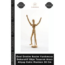 Floranova Özel Üretim Resim Yardımcısı Dekoratif Obje Tasarım Aracı Ahşap Eskiz Manken 30 cm