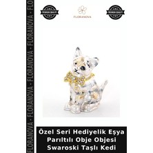 Floranova Özel Seri Hediyelik Eşya Parıltılı Obje Objesi Swaroski Taşlı Kedi