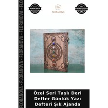 Floranova Özel Seri Taşlı Deri Defter Günlük Yazı Defteri Şık Ajanda