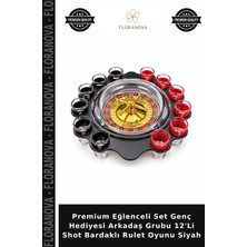Floranova Premium Eğlenceli Set Genç Hediyesi Arkadaş Grubu 12'li Shot Bardaklı Rulet Oyunu Siyah