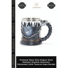Floranova Premium Masa Üstü Doğum Günü Hediyesi Seyahat Aksesuarı Paslanmaz Çelik Tasarım Kupa Bardak