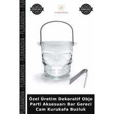 Floranova Özel Üretim Dekoratif Obje Parti Aksesuarı Bar Gereci Cam Kurukafa Buzluk