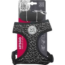 Hilera M-Pets Lets Go Kedi Göğüs Tasması+Gezdirme Kayışı Siyah/beyaz