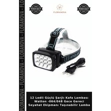 Floranova 12 Ledli Güçlü Şarjlı Kafa Lambası Watton -064/048 Gece Gereci Seyahat Ekipmanı Taşınabilir Lamba