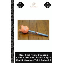 Floranova Özel Seri Minik Oyuncak Ritim Aracı Hobi Ürünü Ahşap Kedili Marakas Tekli Polos:28