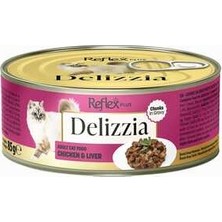 Hilera Reflex Plus Delizzia Sos Içinde Parça Etli Tavuklu ve Ciğerli Yetişkin Kedi Konservesi 85GR