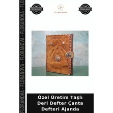 Floranova Özel Üretim Taşlı Deri Defter Çanta Defteri Ajanda