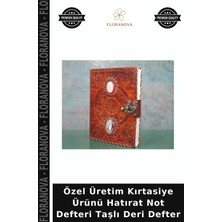 Floranova Özel Üretim Kırtasiye Ürünü Hatırat Not Defteri Taşlı Deri Defter