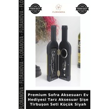 Floranova Premium Sofra Aksesuarı Ev Hediyesi Tarz Aksesuar Şişe Tirbuşon Seti Küçük Siyah