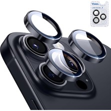 Str Store iPhone 15 Pro / 15 Pro Max Ile Uyumlu Safir Lens Koruyucu Ultra Dayanıklı Kolay Kurulum Aparatlı Parmak Izi Bırakmayan Yansıma Önleyici Kamera Lensi Koruma (Siyah Titanyum)
