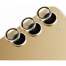 Str Store Samsung Galaxy S24 Plus Kamera Lens Koruyucu Alüminyum Çerçeveli Tek Lens Temperli Cam, Ultra Ince Çizilmeye Dayanıklı Metal Lens Koruma, S24 Plus Kılıf Uyumlu Kamera Koruyucu-Gold