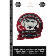 Floranova Single Sword Plastik Patch Atatürk Büyük Boy Peç Askeri Arma Özel Gün Hediyesi Başlık Aksesuarı