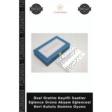 Floranova Özel Üretim Keyifli Saatler Eğlence Ürünü Akşam Eğlencesi Deri Kutulu Domino Oyunu