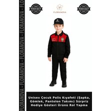 Floranova Unisex Çocuk Polis Kıyafeti (Şapka, Gömlek, Pantolon Takımı) Sürpriz Hediye Gösteri Ürünü Rol Yapma