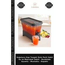 Floranova Soğutucu Kap Tezgah Üstü Parti Sebil Su ve Meşrubat Sebili - Buzdolabı Uyumlu - Musluklu - Kapaklı