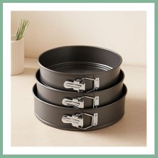 Bşk Virgo 3'lü Yuvarlak Metal Kelepçeli Kek Kalıp Seti 24-26-28 cm BSK2026