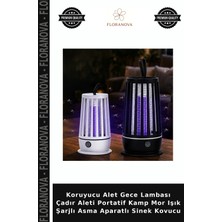 Floranova Koruyucu Alet Gece Lambası Çadır Aleti Portatif Kamp Mor Işık Şarjlı Asma Aparatlı Sinek Kovucu