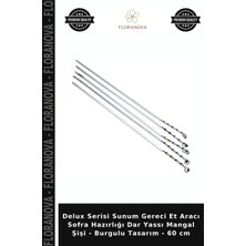 Floranova Delux Serisi Sunum Gereci Et Aracı Sofra Hazırlığı Dar Yassı Mangal Şişi - Burgulu Tasarım - 60 cm