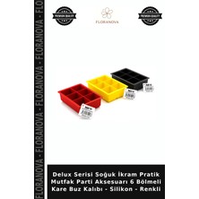 Floranova Delux Serisi Soğuk Ikram Pratik Mutfak Parti Aksesuarı 6 Bölmeli Kare Buz Kalıbı - Silikon - Renkli