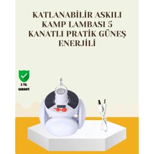 Epilons Tcx Güneş Paneliyle Şarj Olan Katlanabilir LED Çadır Lambası – 5 Kademeli Aydınlatma