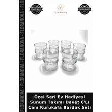 Floranova Özel Seri Ev Hediyesi Sunum Takımı Davet 6'lı Cam Kurukafa Bardak Seti
