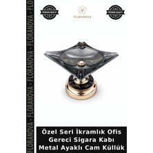 Floranova Özel Seri Ikramlık Ofis Gereci Sigara Kabı Metal Ayaklı Cam Küllük