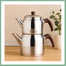 Bşk Virgo Orta Boy Çelik Çaydanlık Seti (Çift Kapaklı, Süzgeçli) 1.25L/2.25L BSK2026