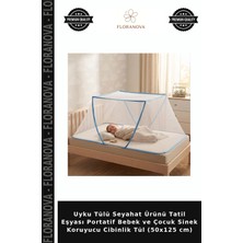Floranova Uyku Tülü Seyahat Ürünü Tatil Eşyası Portatif Bebek ve Çocuk Sinek Koruyucu Cibinlik Tül (50X125 Cm)