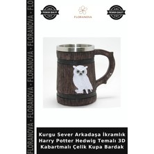 Floranova Kurgu Sever Arkadaşa Ikramlık Harry Potter Hedwig Temalı 3D Kabartmalı Çelik Kupa Bardak