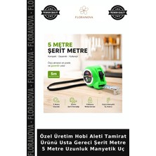 Floranova Özel Üretim Hobi Aleti Tamirat Ürünü Usta Gereci Şerit Metre 5 Metre Uzunluk Manyetik Uç