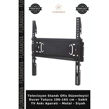 Floranova Televizyon Standı Ofis Düzenleyici Duvar Tutucu 106-165 cm - Sabit Tv Askı Aparatı - Metal - Siyah