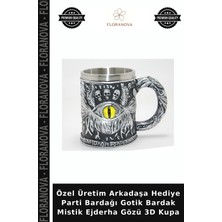 Floranova Özel Üretim Arkadaşa Hediye Parti Bardağı Gotik Bardak Mistik Ejderha Gözü 3D Kupa