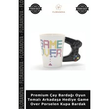 Floranova Premium Çay Bardağı Oyun Temalı Arkadaşa Hediye Game Over Porselen Kupa Bardak