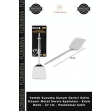 Floranova Yemek Sunumu Sunum Gereci Sofra Düzeni Metal Servis Spatulası - Krom Renk - 27 cm - Paslanmaz Çelik
