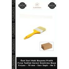 Floranova Özel Seri Hobi Boyama Pratik Fırça Tadilat Gereci Kestirme Boya Fırçası - 70 mm - Sarı Saplı - No 3