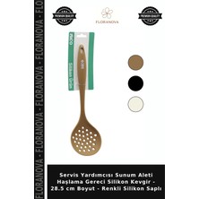 Floranova Servis Yardımcısı Sunum Aleti Haşlama Gereci Silikon Kevgir - 28.5 cm Boyut - Renkli Silikon Saplı