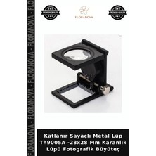 Floranova Katlanır Sayaçlı Metal Lüp TH9005A -28X28 mm Karanlık Lüpü Fotografik Büyüteç