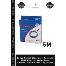 Floranova Banyo Gereci Gider Açıcı Tesisatçi Aleti 5 Metre Lavabo Açma Sustası - Spiral Esnek Yay - 6 mm