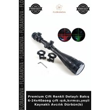 Floranova Premium Çift Renkli Detaylı Bakış 6-24X40AOEG Çıft Işık,kırmızı,yeşil Kaynaklı Avcılık Dürbün(B)