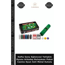 Floranova Hafta Sonu Eğlencesi Yetişkin Oyunu Arkadaş Buluşması Poker Casino Oyun Seti Metal Kutulu
