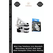 Floranova Mini Cep Telefonu Için Mandallı Mikroskop AL2431 60X Hobi Aleti Kompakt Cihaz Hızlı Montaj