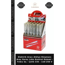 Floranova Elektrik Aracı Atölye Ekipmanı Araç Gereç Lüks Kontrol Kalemi - Yıldız Uç - Çelik C45 - 110-250 V