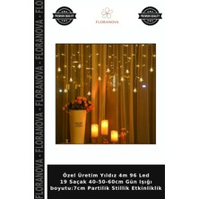 Floranova Özel Üretim Yıldız 4m 96 LED 19 Saçak 40-50-60CM Gün Işığı Boyutu:7cm Partilik Stillik Etkinliklik