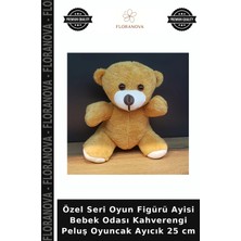 Floranova Özel Seri Oyun Figürü Ayisi Bebek Odası Kahverengi Peluş Oyuncak Ayıcık 25 cm
