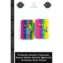 Floranova Premium Unicorn Tasarımlı Pop-It Defter Günlük Eğlenceli Kırtasiye Genç Ürünü