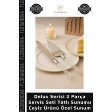 Floranova Delux Serisi 2 Parça Servis Seti Tatlı Sunumu Çeyiz Ürünü Özel Sunum